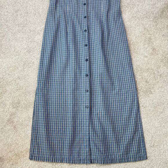 Vintage Faded Glory Women's Blue Plaid Flannel Collared Maxi Dress (Sz L) - Picture 11 of 14